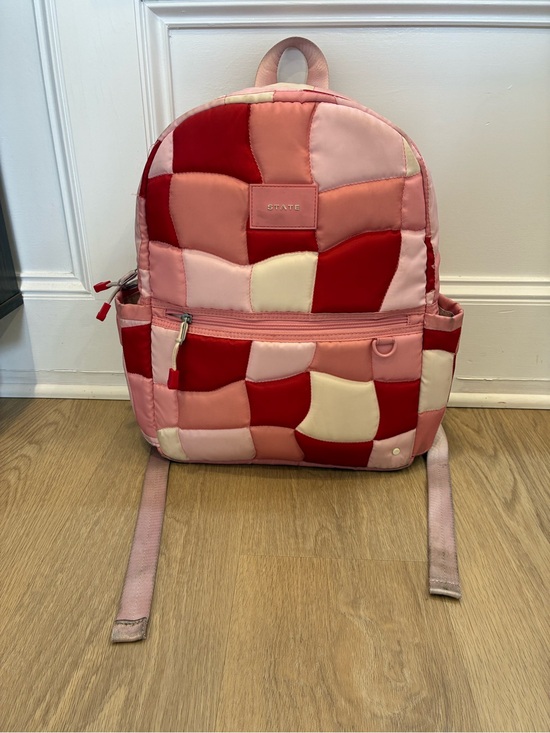 STATE Handbags - STATE Pink, Red & Cream Patchwork Nylon Backpack